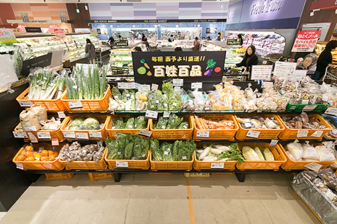生協店舗での地元の採れたて新鮮野菜提供の例
